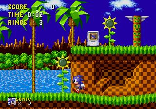 ...and Sonic doesn't even head toward the gimme powerup Sonic Team gave him. ^.^