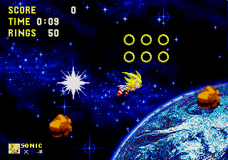 Super Sonic must save Ecco from the aliens! ...'cause they're bad. And stuff.