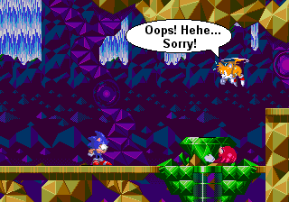 Knuckles has already been electrocuted before, what's a huge emerald gonna do to him? ;)